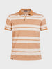 Men's Rust Regular Fit Striped Casual Flat Knit Polo T-Shirts