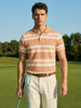 Men's Rust Regular Fit Striped Casual Flat Knit Polo T-Shirts
