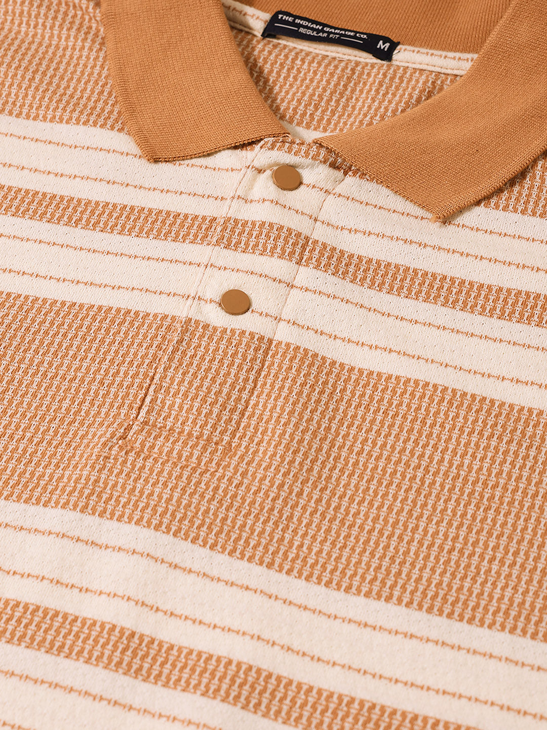 Men's Rust Regular Fit Striped Casual Polo T-Shirts