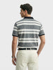 Men's Black Regular Fit Striped Casual Flat Knit Polo T-Shirts