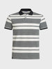 Men's Black Regular Fit Striped Casual Flat Knit Polo T-Shirts