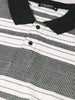 Men's Black Regular Fit Striped Casual Flat Knit Polo T-Shirts