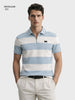 Men's Blue Regular Fit Striped Casual Polo T-Shirts
