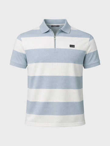 Men's Blue Regular Fit Striped Casual Polo T-Shirts