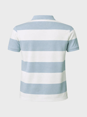 Men's Blue Regular Fit Striped Casual Polo T-Shirts