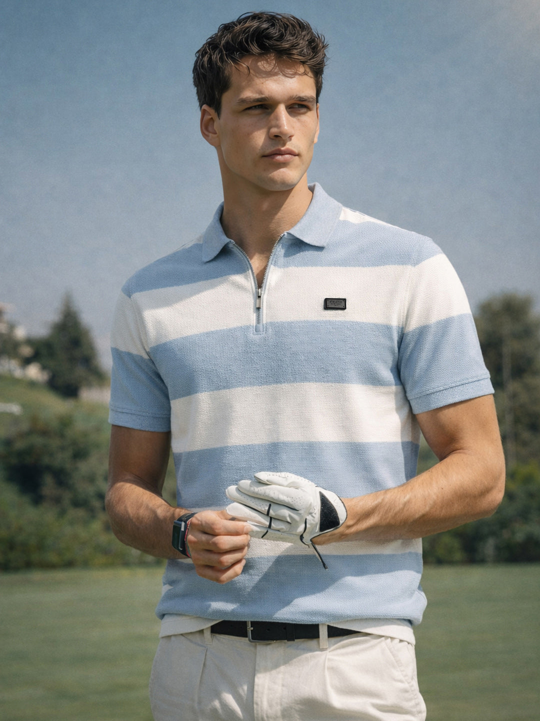 Men's Blue Regular Fit Striped Casual T-Shirts