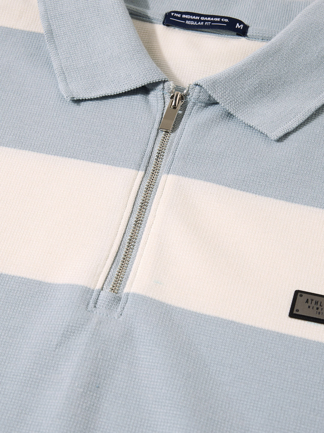 Men's Blue Regular Fit Striped Casual Polo T-Shirts