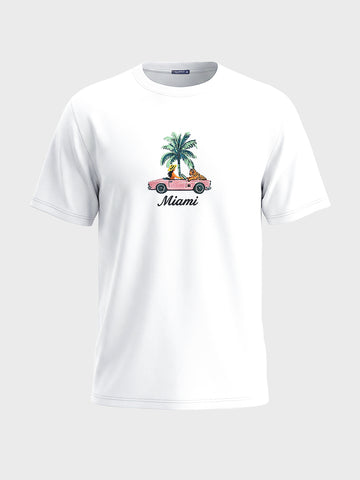 Men's White Relaxed Fit Embroidered Casual T-Shirt
