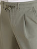 Men's Olive Regular Fit Solid Casual Trousers