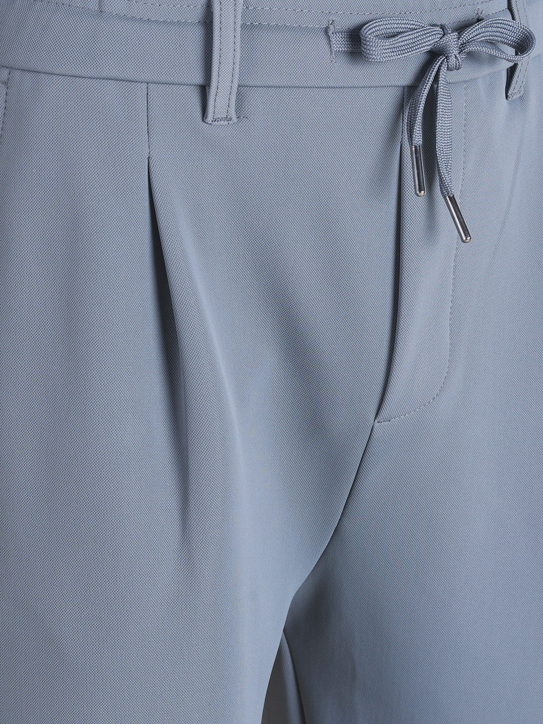 Men's Grey Regular Fit Solid Casual Trousers