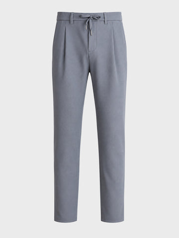 Men's Grey Regular Fit Solid Casual Trousers