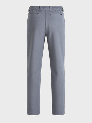Men's Grey Regular Fit Solid Casual Trousers