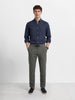 Men's Olive Regular Fit Solid Casual Trousers