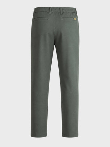 Men's Olive Regular Fit Solid Casual Trousers