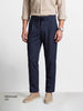 Men's Navy Blue Regular Fit Solid Casual Trousers