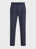 Men's Navy Blue Regular Fit Solid Casual Trousers