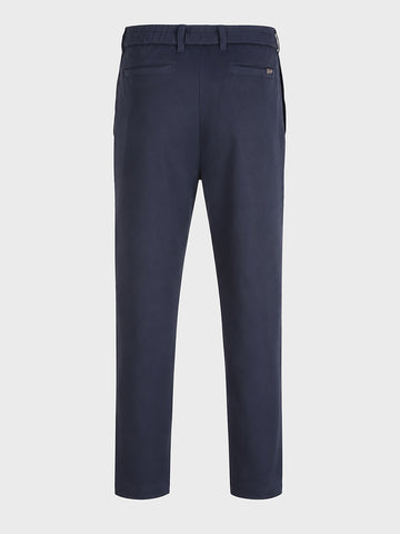 Men's Navy Blue Regular Fit Solid Casual Trousers