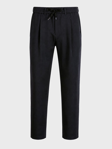 Men's Black Regular Fit Solid Casual Trousers