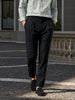 Men's Black Regular Fit Solid Casual Trousers