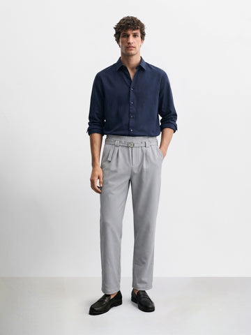 Men's Grey Relaxed Straight Fit Solid Casual Trousers