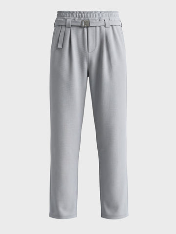 Men's Grey Relaxed Straight Fit Solid Casual Trousers