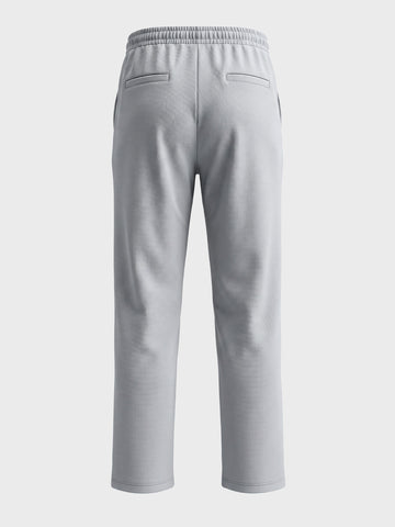 Men's Grey Relaxed Straight Fit Solid Casual Trousers