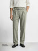 Men's Olive Relaxed Staright Fit Solid Casual Trousers