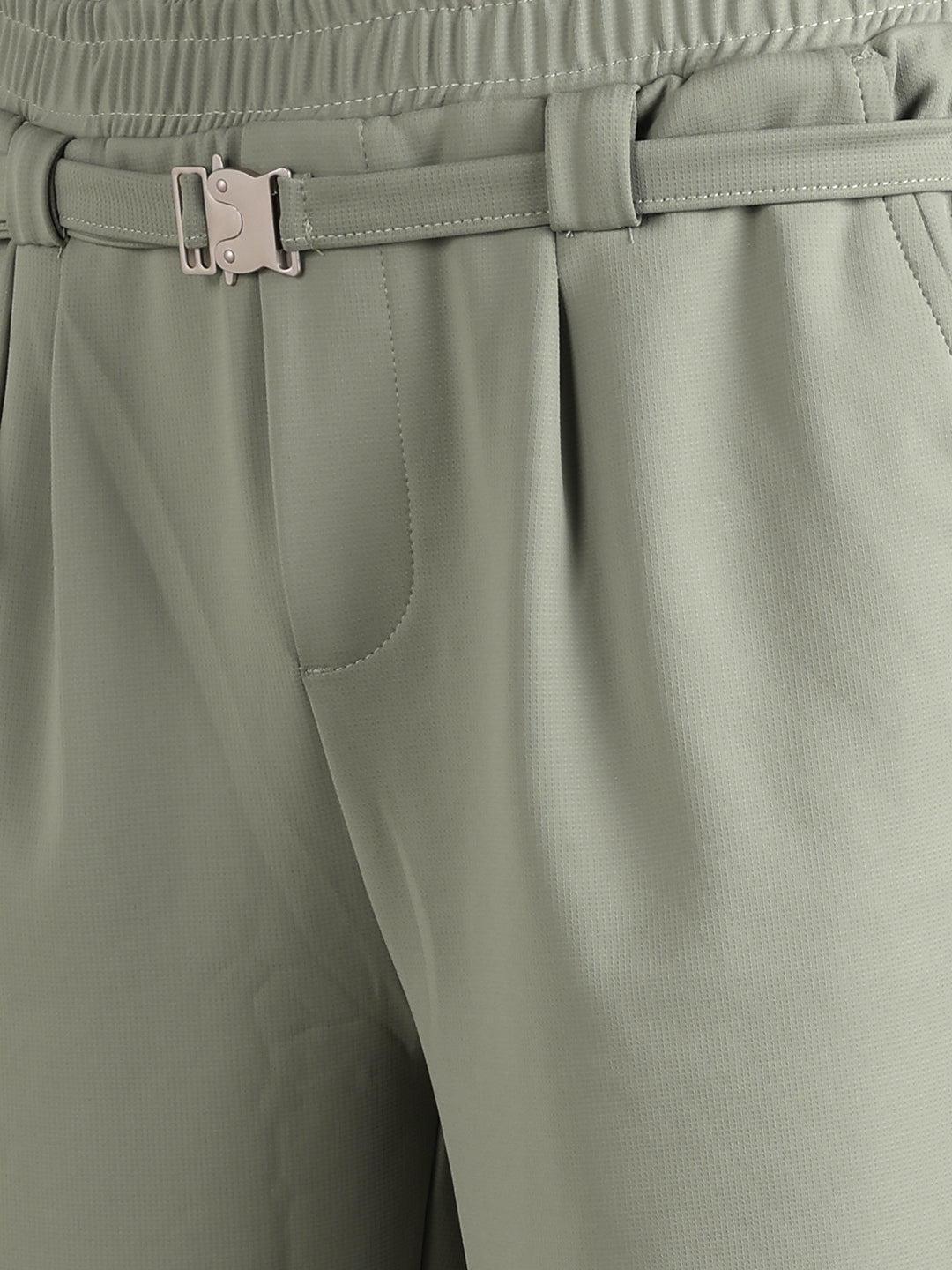 Men's Olive Relaxed Staright Fit Solid Casual Trousers
