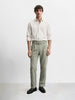 Men's Olive Relaxed Staright Fit Solid Casual Trousers