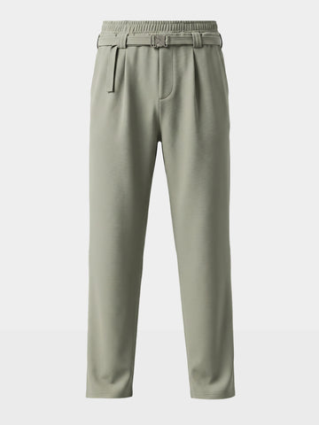 Men's Olive Relaxed Staright Fit Solid Casual Trousers