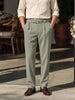 Men's Olive Relaxed Staright Fit Solid Casual Trousers