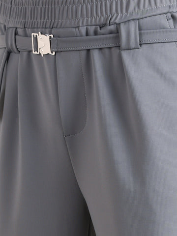 Men's Grey Relaxed Staright Fit Solid Casual Trousers
