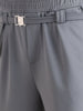 Men's Grey Relaxed Staright Fit Solid Casual Trousers