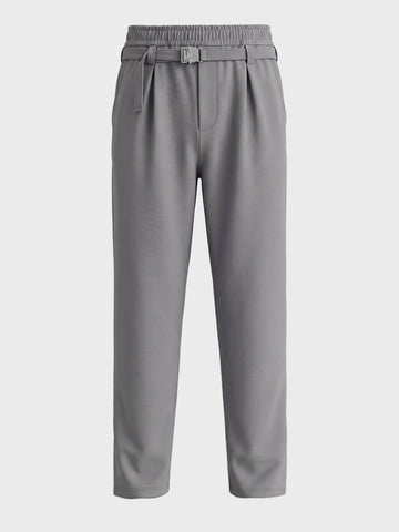 Men's Grey Relaxed Staright Fit Solid Casual Trousers