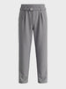 Men's Grey Relaxed Staright Fit Solid Casual Trousers