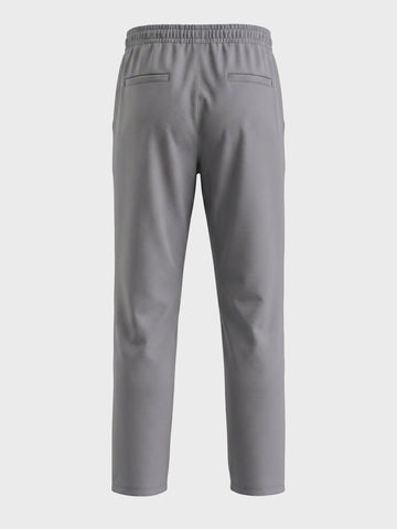 Men's Grey Relaxed Staright Fit Solid Casual Trousers