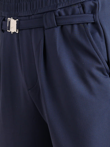 Men's Navy Blue Relaxed Staright Fit Solid Casual Trousers