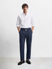 Men's Navy Blue Relaxed Staright Fit Solid Casual Trousers