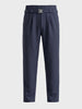 Men's Navy Blue Relaxed Staright Fit Solid Casual Trousers