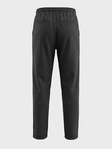 Men's Black Relaxed Staright Fit Solid Casual Trousers