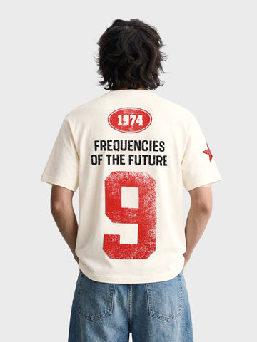 Men's Cream Relaxed Fit Printed Casual T-Shirt