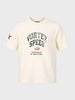 Men's Cream Relaxed Fit Printed Casual T-Shirt