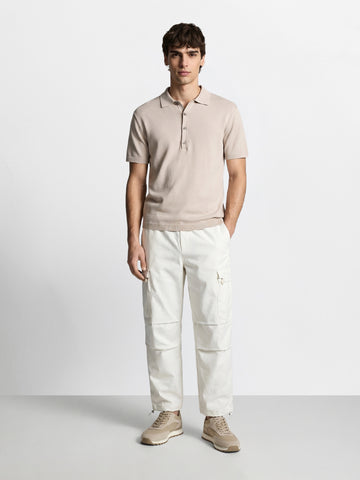 Men's White Relaxed Fit Solid Utility Cargo