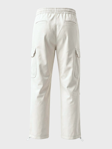 Men's White Relaxed Fit Solid Utility Cargo