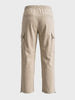 Men's Beige Relaxed Fit Solid Utility Cargo