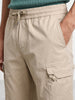 Men's Beige Relaxed Fit Solid Utility Cargo