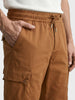 Men's Brown Relaxed Fit Solid Utility Cargo