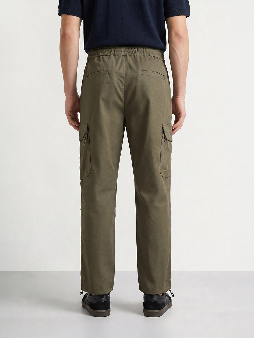 Men's Green Relaxed Fit Solid Utility Cargo