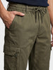 Men's Green Relaxed Fit Solid Utility Cargo