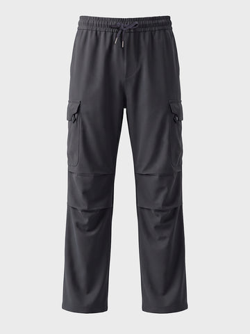 Men's Grey Relaxed Fit Solid Utility Cargo